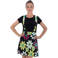 Flowerpower Velvet Suspender Skater Skirt by PollyParadise