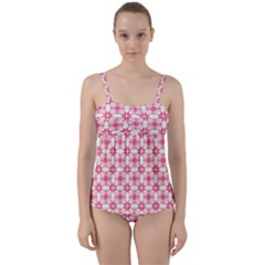 Pink-shabby-chic Twist Front Tankini Set by PollyParadise