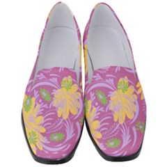 Folk Floral Pattern  Abstract Flowers Surface Design  Seamless Pattern Women s Classic Loafer Heels by Eskimos