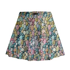 Multicolored Watercolor Stones Mini Flare Skirt by SychEva