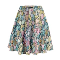 Multicolored Watercolor Stones High Waist Skirt by SychEva