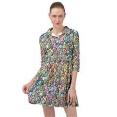 Multicolored Watercolor Stones Mini Skater Shirt Dress by SychEva