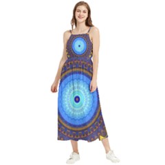 Blue Violet Midnight Sun Mandala Hippie Trippy Psychedelic Kaleidoscope  Boho Sleeveless Summer Dress by CrypticFragmentsDesign