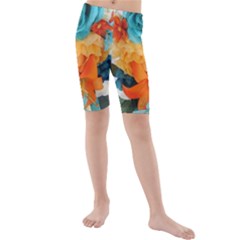 Spring Flowers Kids  Mid Length Swim Shorts by LW41021