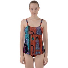 Cats Twist Front Tankini Set by LW41021