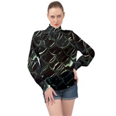 Dragon Scales High Neck Long Sleeve Chiffon Top by PollyParadise