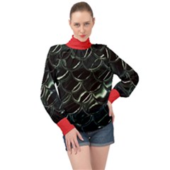 Dragon Scales High Neck Long Sleeve Chiffon Top by PollyParadise