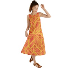 Orange/yellow Line Pattern Summer Maxi Dress by LyleHatchDesign