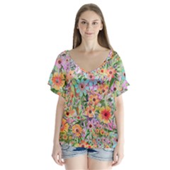 Secretgarden V-neck Flutter Sleeve Top by PollyParadise