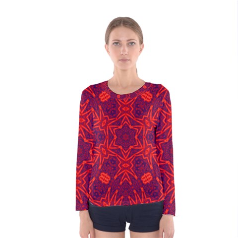 Red Rose Women s Long Sleeve Tee by LW323