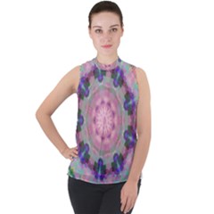 Beautiful Day Mock Neck Chiffon Sleeveless Top by LW323