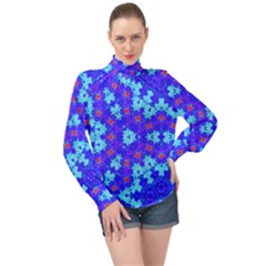 Blueberry High Neck Long Sleeve Chiffon Top by LW323