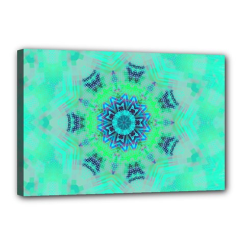 Blue Green  Twist Canvas 18  X 12  (stretched) by LW323