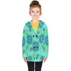 Blue Green  Twist Kids  Double Breasted Button Coat by LW323