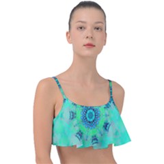 Blue Green  Twist Frill Bikini Top by LW323