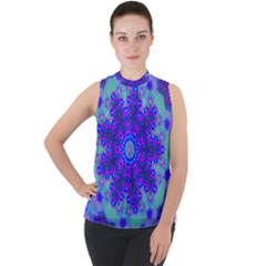 New Day Mock Neck Chiffon Sleeveless Top by LW323