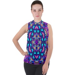 Lovely Dream Mock Neck Chiffon Sleeveless Top by LW323