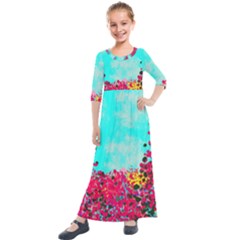 Flowers Kids  Quarter Sleeve Maxi Dress by LW323