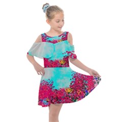 Flowers Kids  Shoulder Cutout Chiffon Dress by LW323