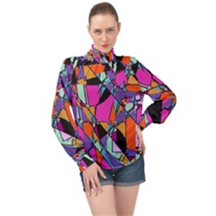 Abstract 2 High Neck Long Sleeve Chiffon Top by LW323