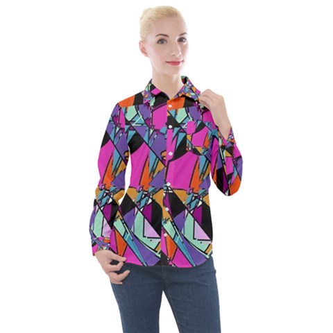 Abstract 2 Women s Long Sleeve Pocket Shirt by LW323