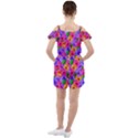 Watercolor Flowers  Multi-colored Bright Flowers Ruffle Cut Out Chiffon Playsuit View2