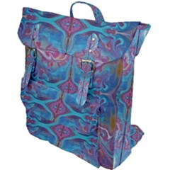 Marbling Turquoise Marbling Buckle Up Backpack by kaleidomarblingart