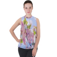 Bloom Mock Neck Chiffon Sleeveless Top by LW323