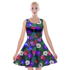 Watercolor Flowers  Bindweed  Liana Velvet Skater Dress by SychEva