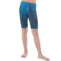 Feathery Blue Kids  Mid Length Swim Shorts by LW323