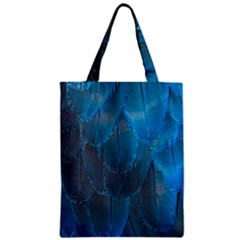 Feathery Blue Zipper Classic Tote Bag by LW323