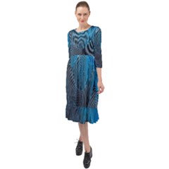 Feathery Blue Ruffle End Midi Chiffon Dress by LW323