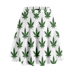 Weed At White, Ganja Leafs Pattern, 420 Hemp Regular Theme High Waist Skirt by Casemiro