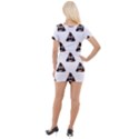 Happy poo pattern, funny emoji, emoticon theme, vector Short Sleeve Asymmetric Mini Dress View2