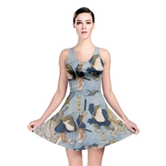 Famous Heroes Of The Kabuki Stage Played By Frogs  Reversible Skater Dress by Sobalvarro