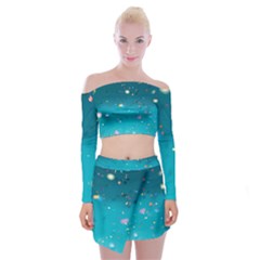 Bluesplash Off Shoulder Top With Mini Skirt Set by LW323