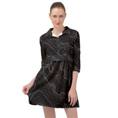 Black Topography Mini Skater Shirt Dress by goljakoff