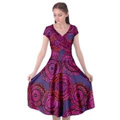 Unusual Circles  Abstraction Cap Sleeve Wrap Front Dress by SychEva