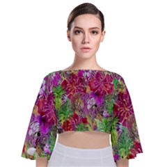 Jungle Love Tie Back Butterfly Sleeve Chiffon Top by PollyParadise