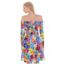 Pansies  Watercolor Flowers Off Shoulder Skater Dress View2