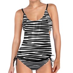 Zebra Stripes, Black And White Asymmetric Lines, Wildlife Pattern Tankini Set by Casemiro