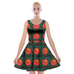 Rose Ornament Velvet Skater Dress by SychEva