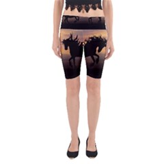 Evening Horses Yoga Cropped Leggings by LW323