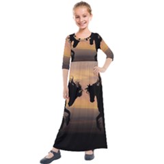 Evening Horses Kids  Quarter Sleeve Maxi Dress by LW323