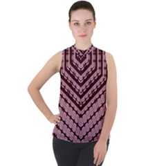 Burgundy Mock Neck Chiffon Sleeveless Top by LW323