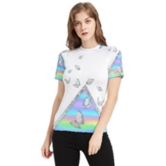 Minimal Holographic Butterflies Women s Short Sleeve Rash Guard by gloriasanchez