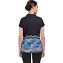 Blue Ocean Minimal Liquid Painting Women s Puffer Vest View2