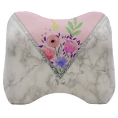 Minimal Pink Floral Marble A Velour Head Support Cushion by gloriasanchez