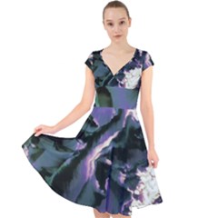 Abstract Wannabe Cap Sleeve Front Wrap Midi Dress by MRNStudios