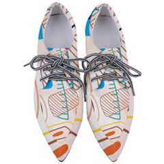 Pastel Abstract Pattern With Beige, Coffee Color Strap Pointed Oxford Shoes by Casemiro